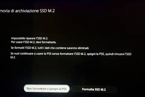 Meldung: "SSD M.2 formatieren" ist nötig, da die Reparatur fehlschlägt. Alle Daten gehen verloren.